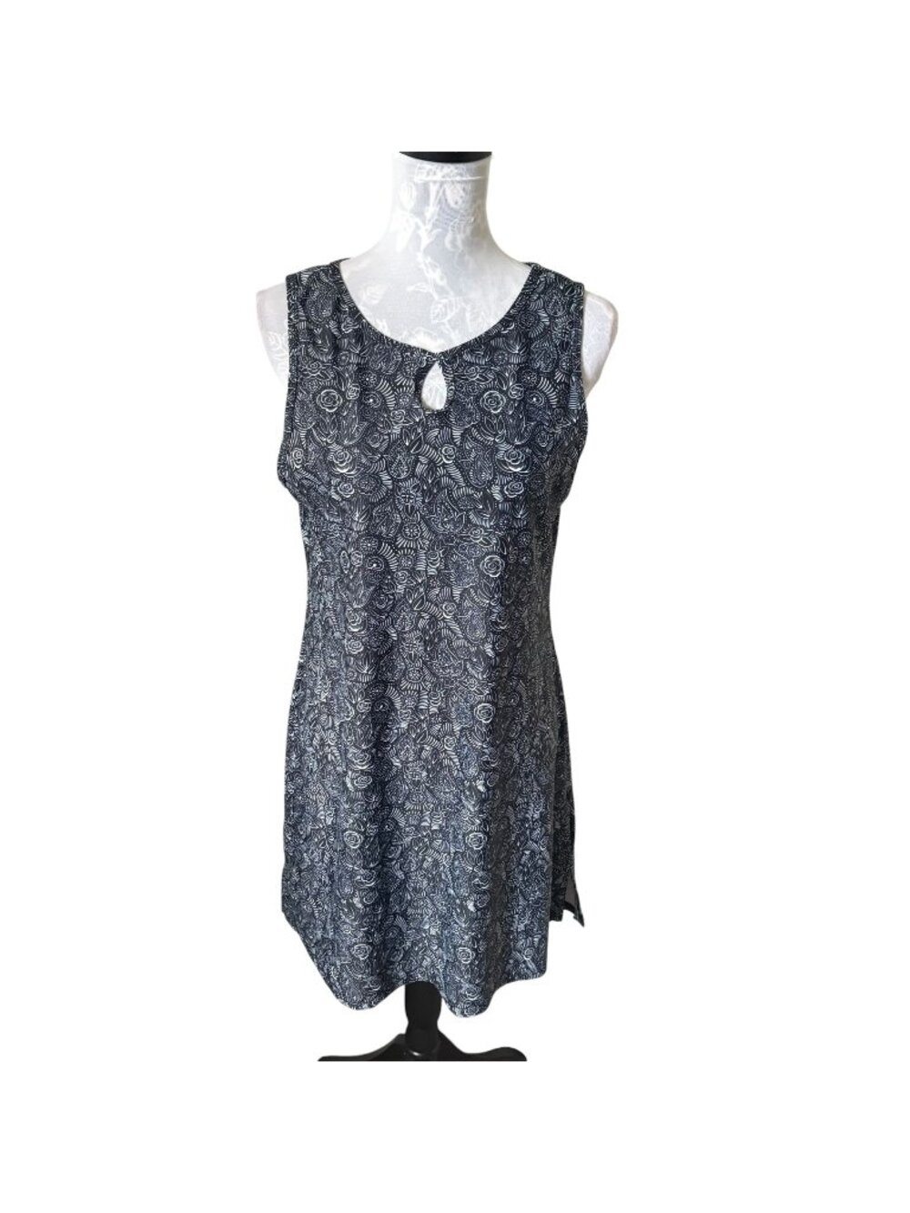 Nuu Muu Womens Athletic Keyhole Dress Stretchy Lightweight Black Large